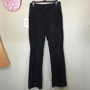 Vintage Black Live A Little Suede Leather Boot Cut Pants Size 6 Y2K